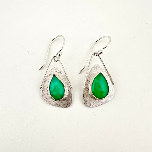 Teardrop Chrysoprase Wing Earrings