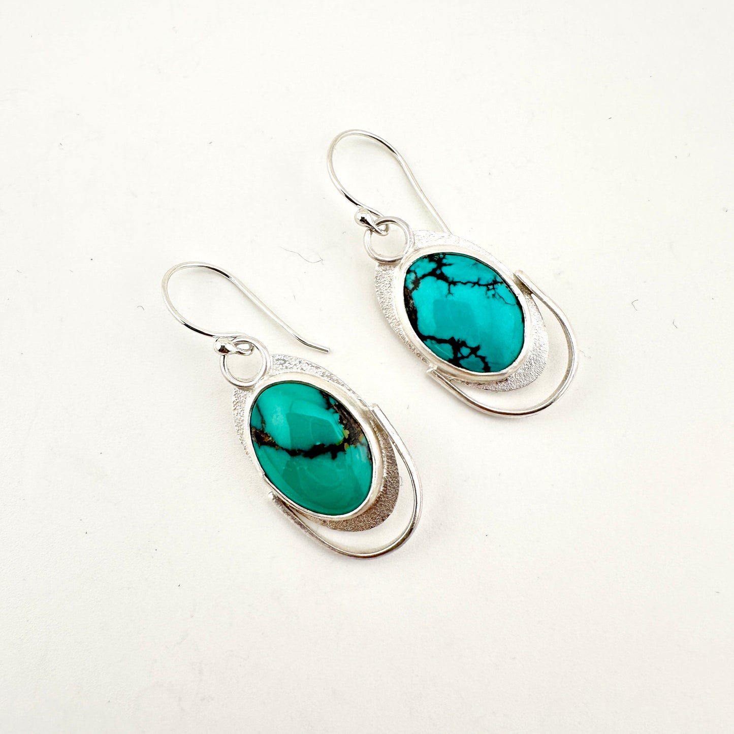 Turquoise Large Oval Omega Earrings