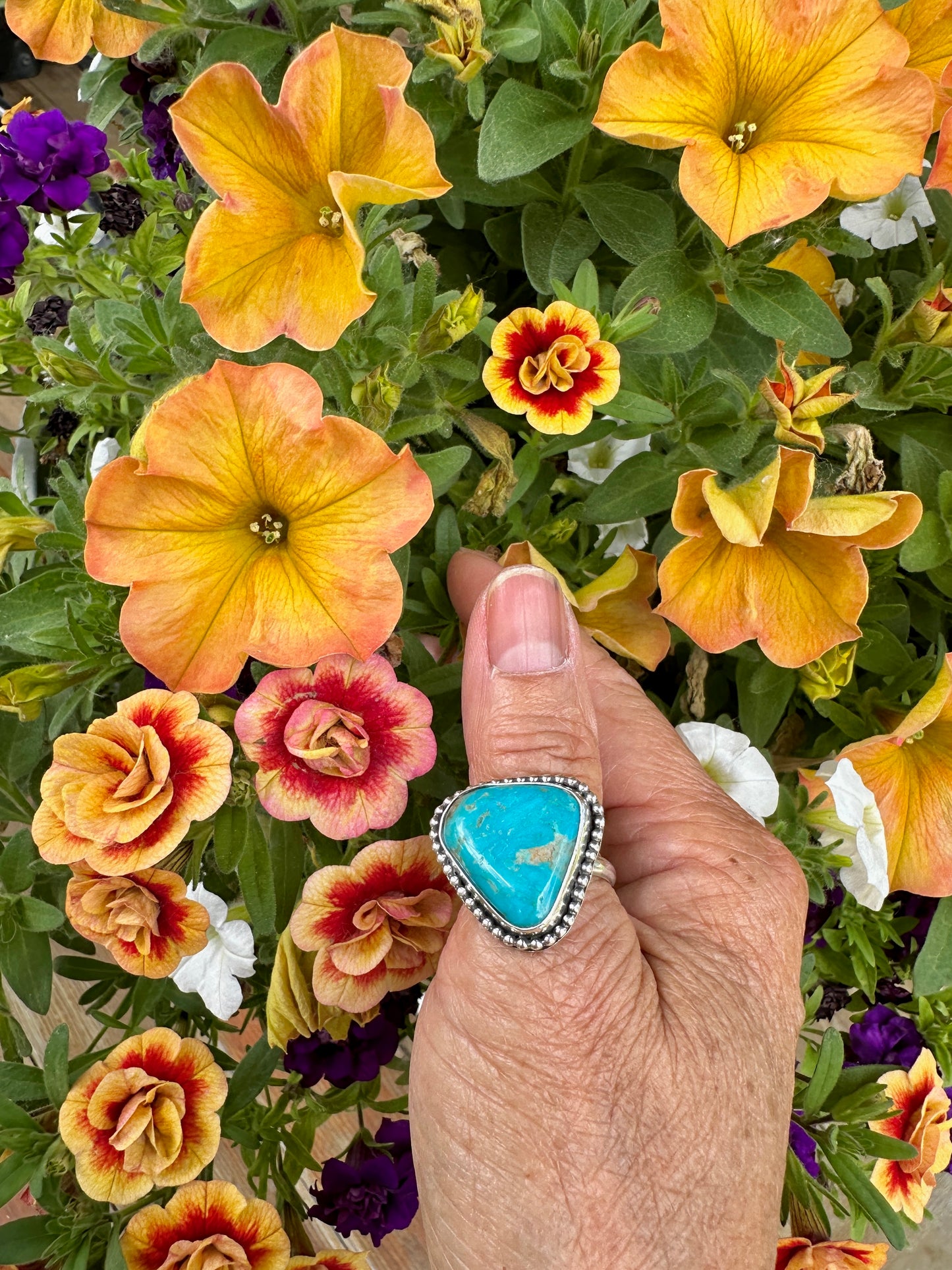 Large Triangle Turquoise Ring Size 10.75