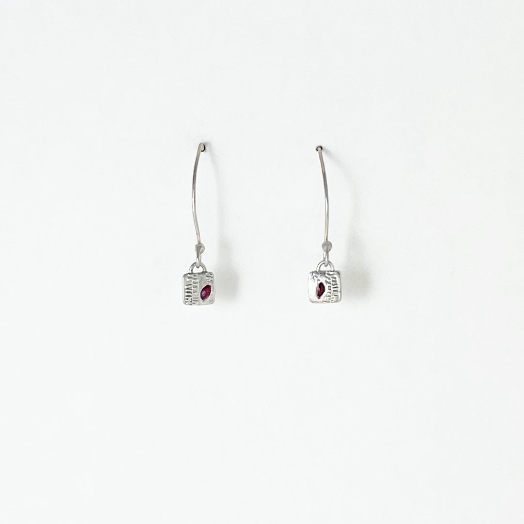 Fern Pattern & Ruby Earrings