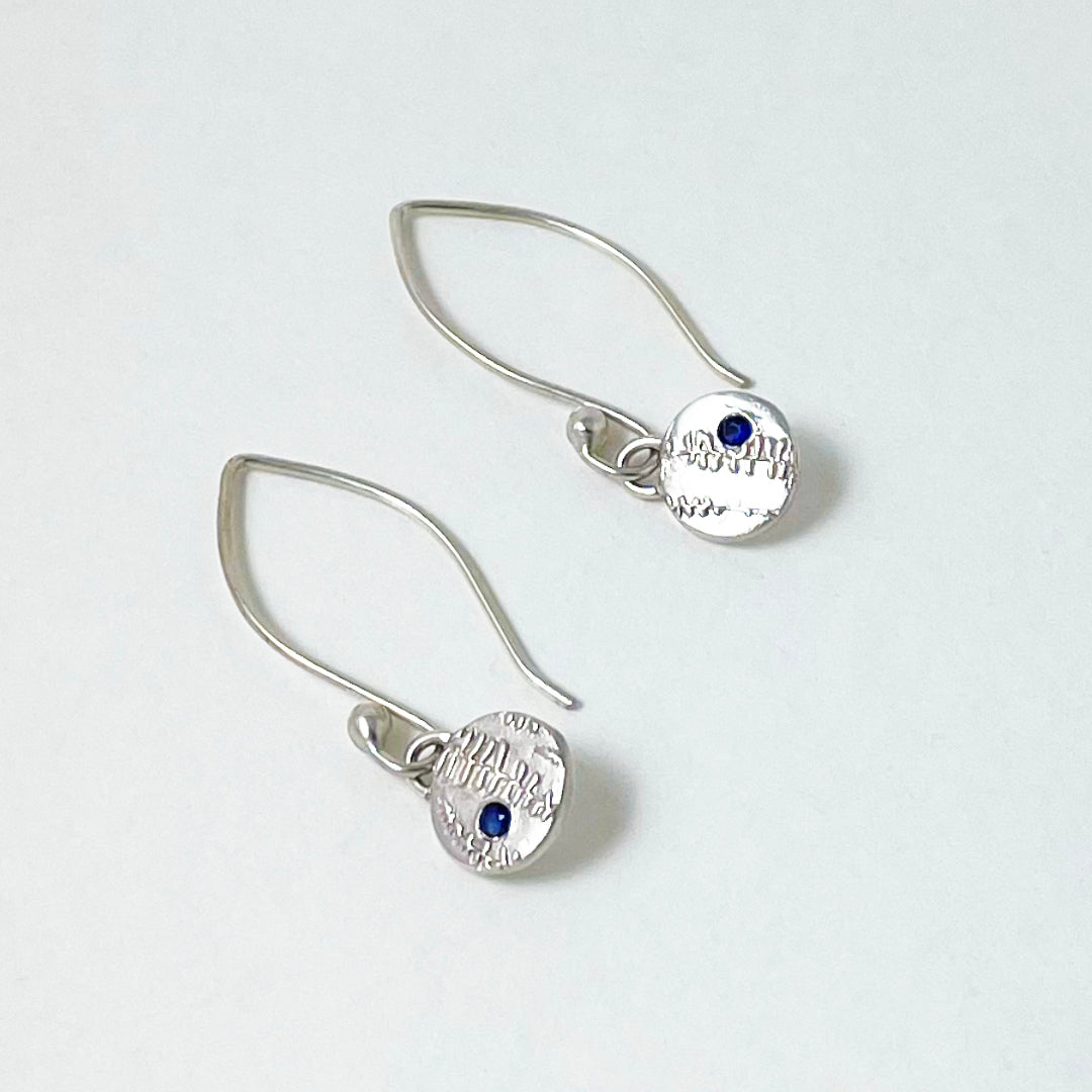 Fern Pattern & Blue Sapphire Earrings