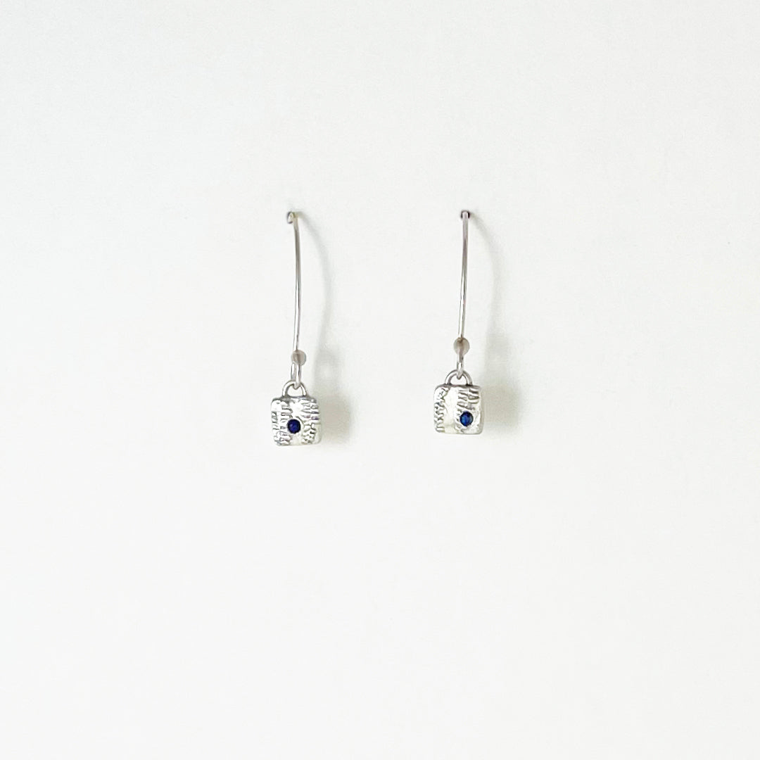 Fern Pattern & Blue Sapphire Earrings