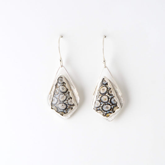 Fossil Coral Shield Earrings