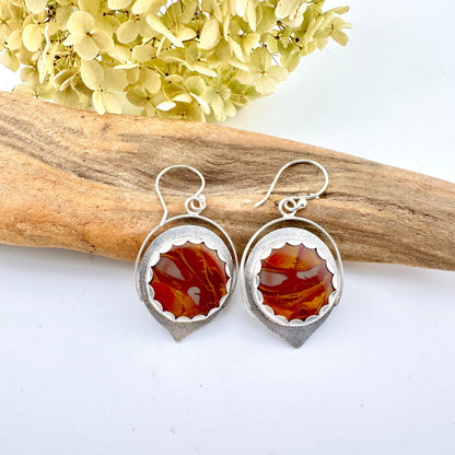 Mookaite Jasper Round Textured Earrings