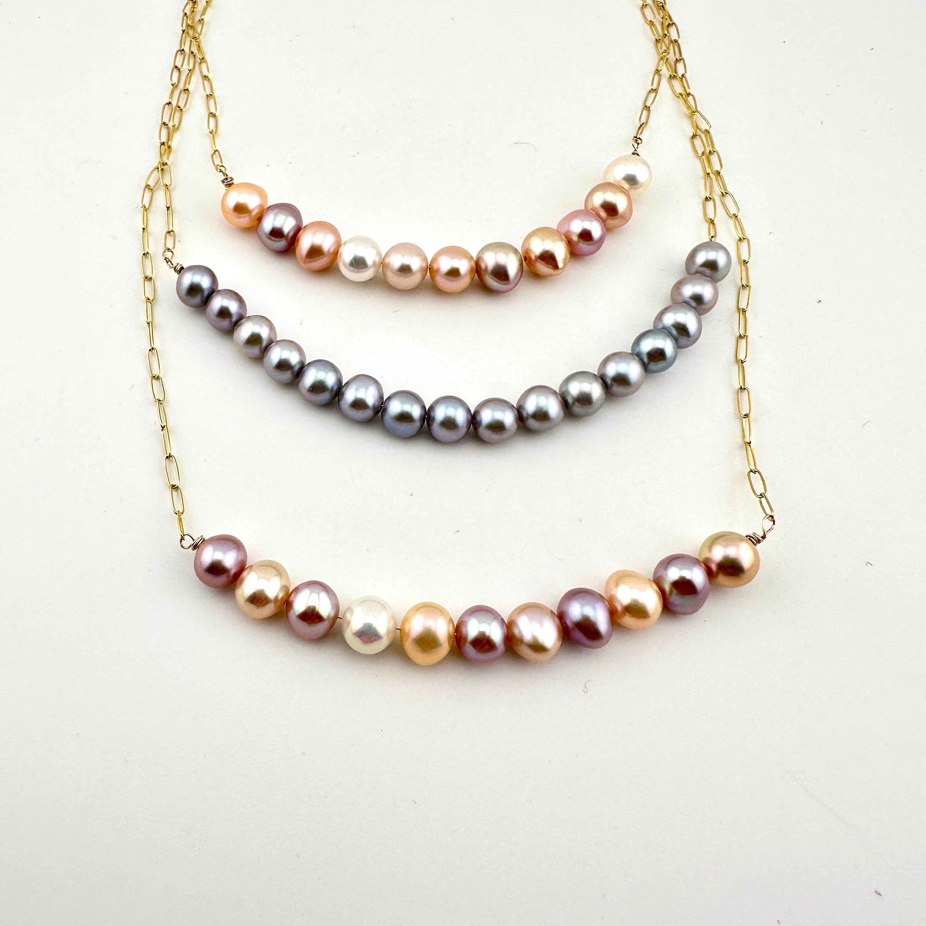 Pastel colors pearl necklacee | Stefan Otter Jewelry