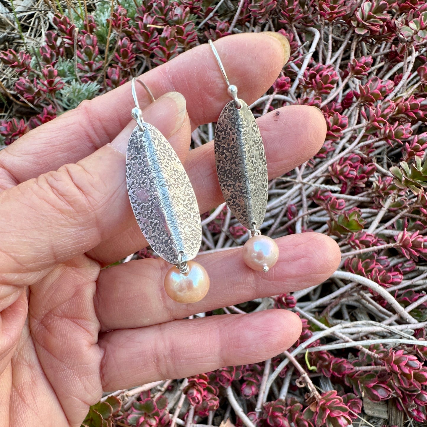 Silk Pattern Selene with Pearl Earrings