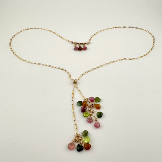 Tourmaline Double Lariat Style 14/20 Gold Filled Necklace