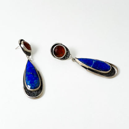 Hessonite Garnet & Lapis Twilight Earrings