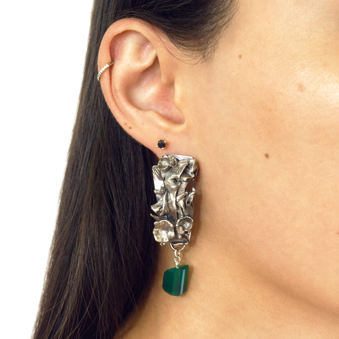 Faceted Green Onyx Warrior Earrings