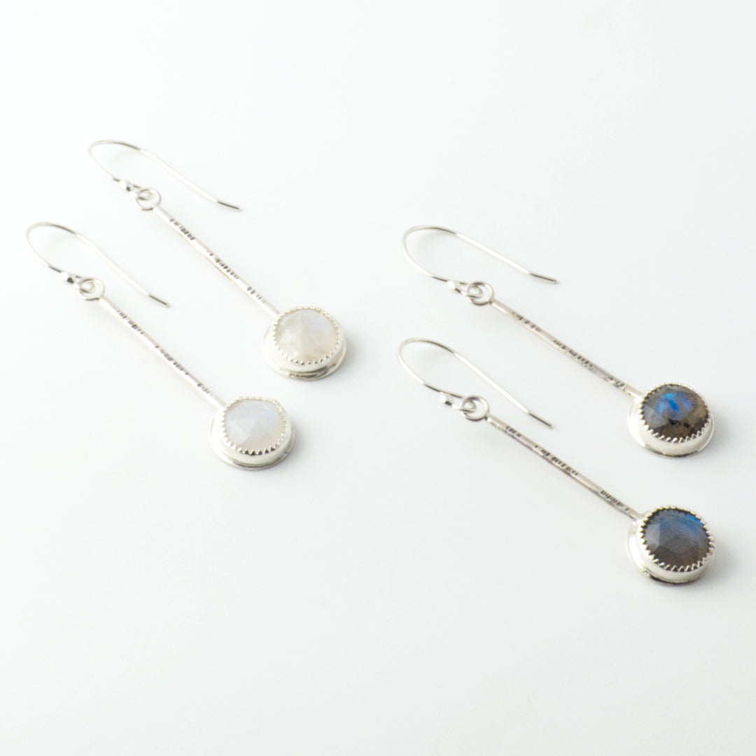 Rosecut Rainbow Moonstone Pendulum Earrings