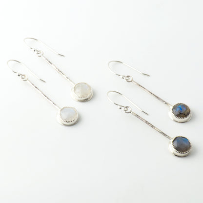 Rosecut Rainbow Moonstone Pendulum Earrings