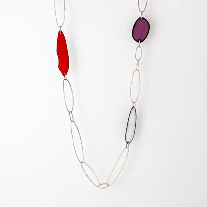 Gem Clips Handmade Sterling Chain & Enamel Elements Necklace #2