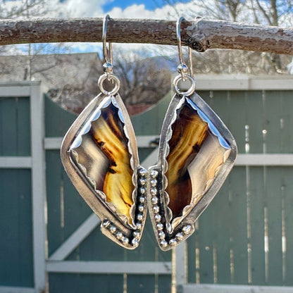 Montana Agate Beaded Butterfly Wing Earrings