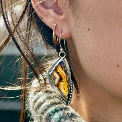 Montana Agate Beaded Butterfly Wing Earrings