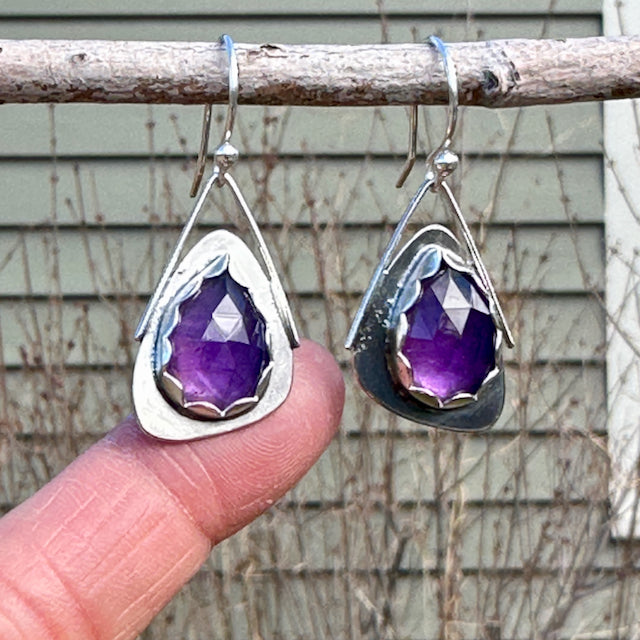 Amethyst Teardrop Wing Earrings