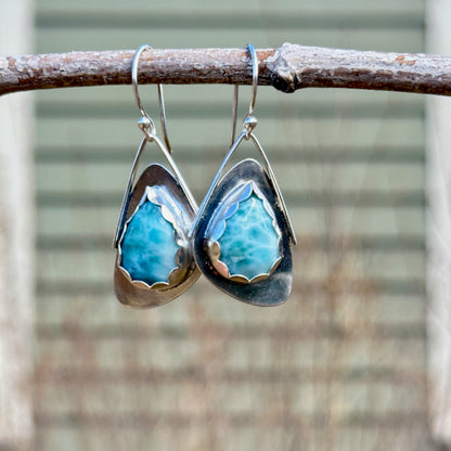 Large Teardrop Larimar Wing Earrings