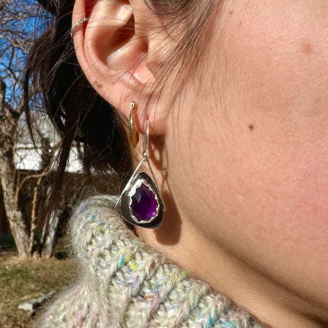 Amethyst Teardrop Wing Earrings