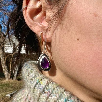 Amethyst Teardrop Wing Earrings