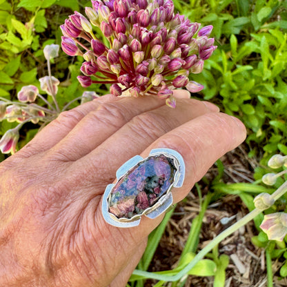 Long Oval Eudialyte Ring Size 7.25