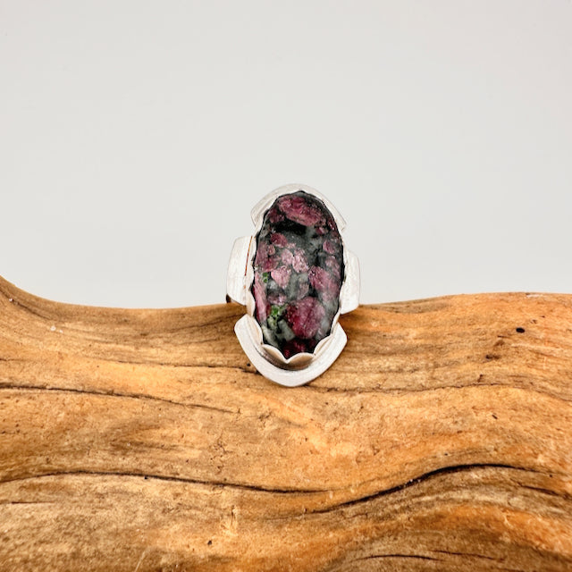 Long Oval Eudialyte Ring Size 7.25