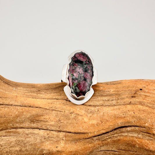 Long Oval Eudialyte Ring Size 7.25