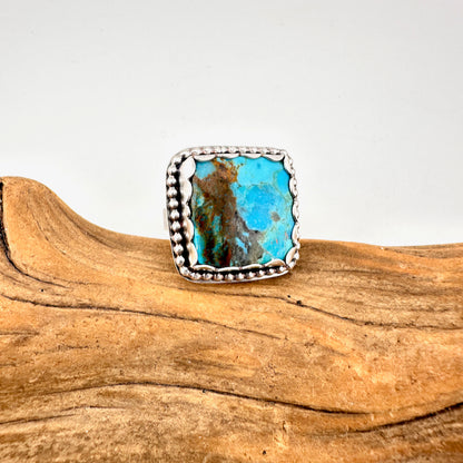 Large Square Mojave Turquoise Ring Size 9
