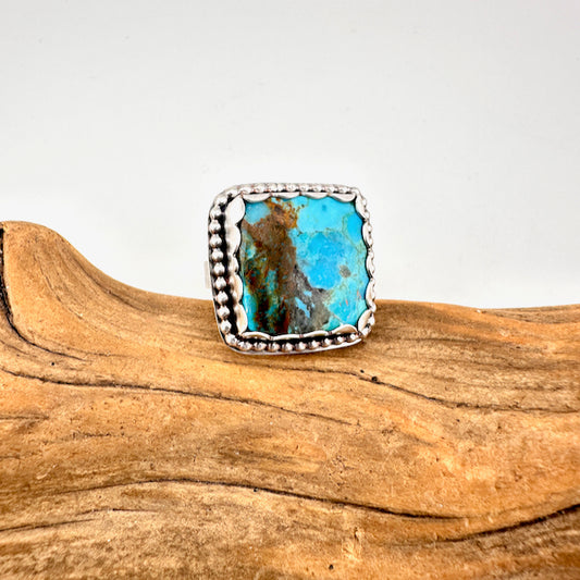 Large Square Mojave Turquoise Ring Size 9