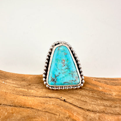 Triangle with Beaded Collar Turquoise Ring Size 7