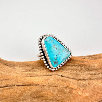Triangle with Beaded Collar Turquoise Ring Size 7