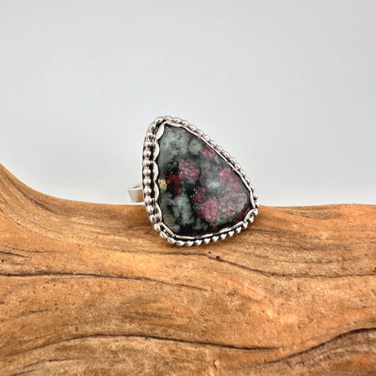 Large Triangle Eudialyte Ring Size 9