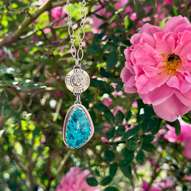 Athena Chrysocolla Azurite Pendant Necklace