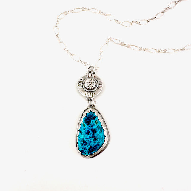 Athena Chrysocolla Azurite Pendant Necklace
