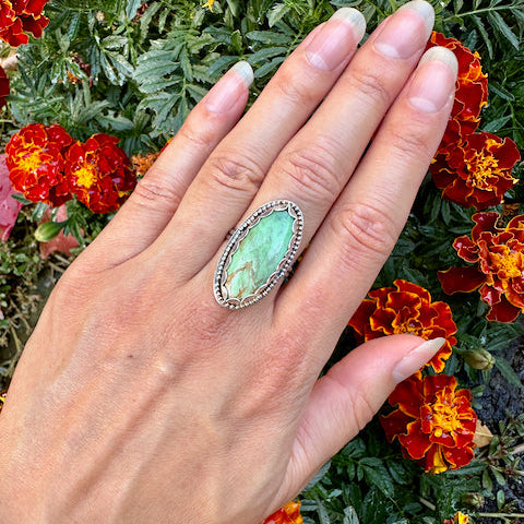 Variscite Long Oval Ring Size 7.25