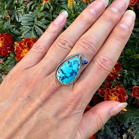 Azurite Chrysocolla Ring Size 8.25