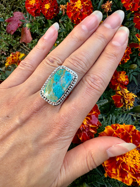 Rectangle  Shattuckite Ring Size 7.25