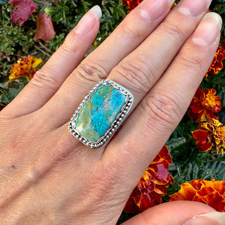 Rectangle  Shattuckite Ring Size 7.25