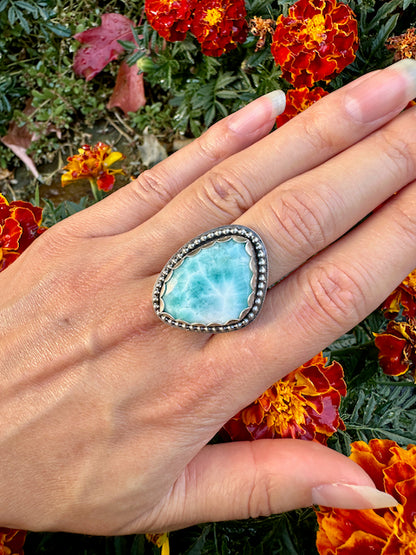Freeform Larimar Ring Size 9