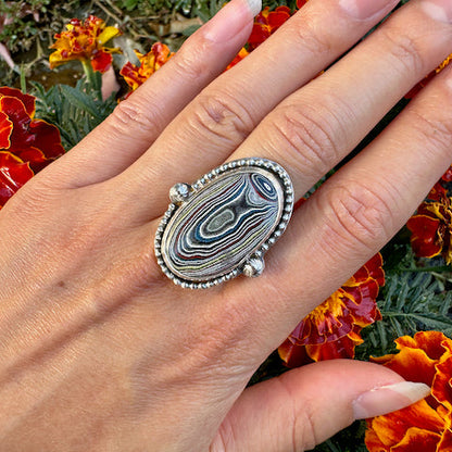 Oval Surfite Beaded Ring Size 10.5