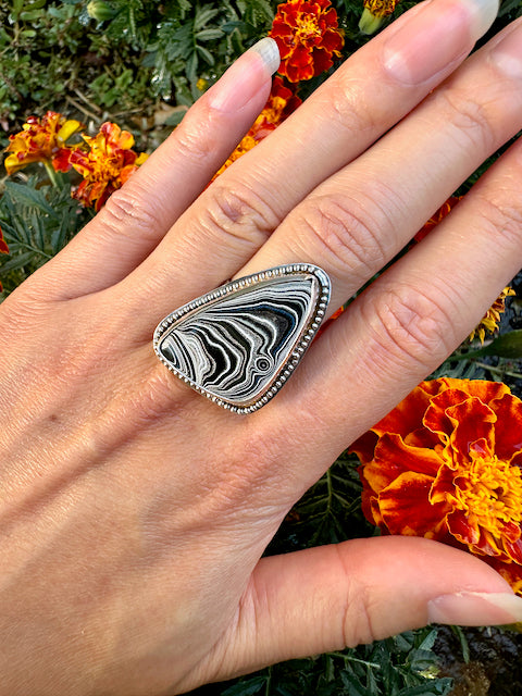 Triangle Surfite Beaded Ring Size 8