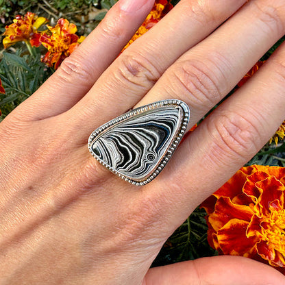 Triangle Surfite Beaded Ring Size 8