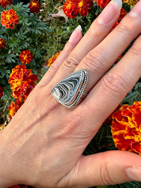 Triangle Surfite Beaded Ring Size 8