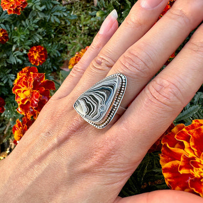 Triangle Surfite Beaded Ring Size 8