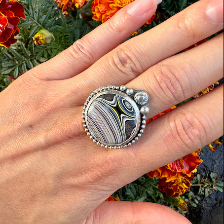 Round Surfite Beaded Ring Size 10