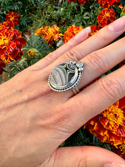 Round Surfite Beaded Ring Size 10