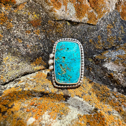 Large Rectangle Chrysocolla Ring Size 11