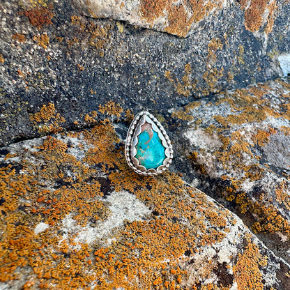 Teardrop Turquoise Beaded Ring Size 6.25