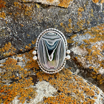 Oval Surfite Beaded Ring Size 12