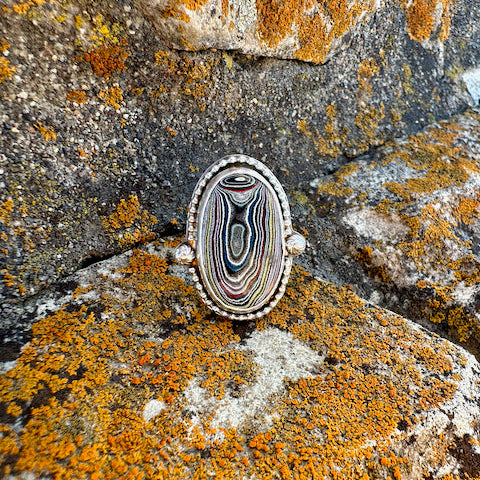 Oval Surfite Beaded Ring Size 10.5