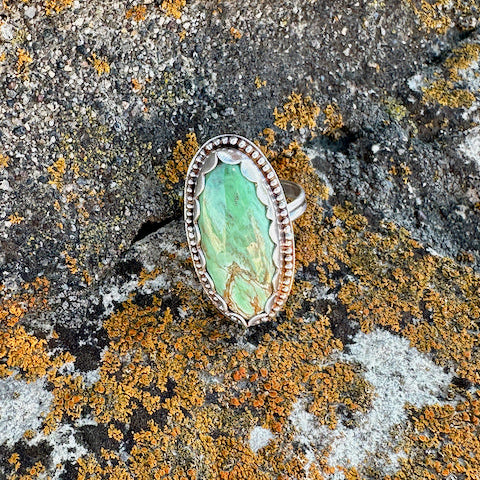 Variscite Long Oval Ring Size 7.25