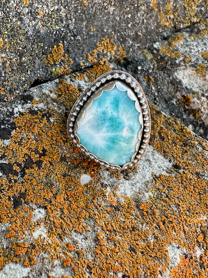 Freeform Larimar Ring Size 9
